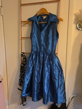 Bernie Dexter Blue Sleeveless Satin  Dress